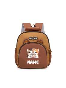 Personalized Mini Patchwork Animal Backpack, Custom Name Bear Dinosaur Giraffe Lion Bag, School And Travel Backpack With Chain Clasp Design - Black - View 17