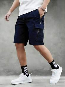 Quần short nam mùa hè kiểu cargo năng động, quần short Bermuda nhiều túi tối giản, thích hợp cho chạy bộ và thể thao. - Màu xanh hải quân - Xem 1