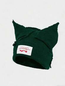 Solid Color Cute & Fashionable Versatile Ear Beanie Hat, Unisex Knitted Brimless Cap For Spring & Autumn - Multicolor - View 20