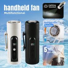 ENSSU Portable Handheld Fan, 5-Speed Adjustable Summer Outdoor Evaporative Cooling Fan, Multifunctional Waist Fan, Clip-On Fan, Neck Fan With LED Display, Can Be Used As Flashlight, 3000mAh Long-Lasting Camping Fan, Rechargeable USB Mini Fan, Hands-Free Fan, Body Fan, Desk Fan, Travel Essential, Portable Cooling Device, Shirt Clip Fan, Construction Worker Fan - Multicolor - View 5