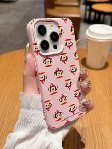 Paul Frank Licensed Lychee Texture Phone Case, Full Body Shock-Proof Protection With Camera Cover, Cartoon Monkey Pattern, New Design Compatible With Iphone 13/14/15/16/17 Pro Max - Multicolor - View 3