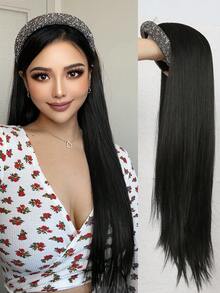 26-Inch Long Straight Wig, Removable Headband Wig, Synthetic Fiber Wig, Half Wig - Multicolor - View 11