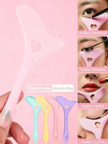 4 piezas/1 pieza Plantilla de delineador de ojos de silicona multifuncional, plantilla de sombra de ojos ahumados todo en uno portátil, plantilla de delineador de ojos de gato y sombra de ojos, conveniente y rápido - Multicolor - Ver 2