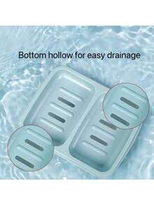 2-Slot Soap Dish, Bathroom Countertop Soap Holder With Drainage Design, Sealed Design Bathroom Accessory - Multicolor - View 9