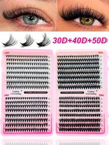 640pcs 30D/40D/50D Fluffy C-Curl 8-16mm Mixed DIY Eyelash Extension Kit, Create Voluminous Natural Y2K Butterfly Makeup Effect, Easy DIY Lashes At Home, Lash Cluster Set, Eyelashes, False Lashes - 僅睫毛 - 查看 1