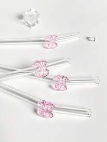 2Pcs Cute Cartoon Glass Drinking Straws With Large Bow/Bowknot Stuff,Reusable Bent Clear Glass Straws Cutlery Set,For Kitchen Accessories,Water Cup,Straw Topper,Smoothies, Milk Tea, Juice, Cocktails, Cold Drinks,Bar,Back-To-School,Hen Party Supplies,Wedding,Travel,Funny Gift For Girlfriend/Boyfriend,Graduation Season,And Party Supplies.Easter Gifts,Summer,Holiday Travel Essentia. - View 6