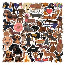 60pcs Sausage Dog Cartoon Graffiti Stickers, Cute Animal Stickers, Suitable For Water Bottles, Laptops, Phones, Skateboards, Guitars, Luggage, Scrapbooks, Helmets, Party Decorations And Gifts - Apricot - View 1