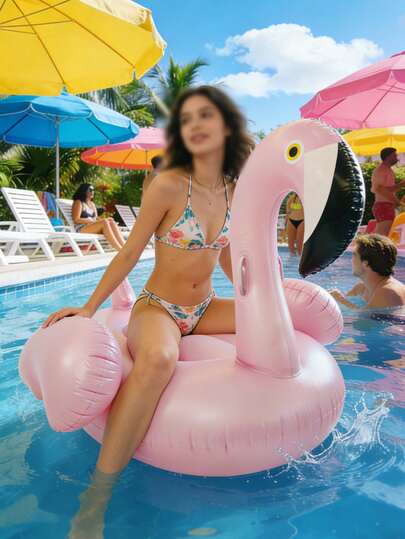 1 pieza Flotador inflable de PVC gigante con forma de flamenco, de aproximadamente 150 cm/180 cm, flotador de fiesta de flamenco rosa, juguete flotante grande para piscina y playa, adecuado para fiestas en piscinas grandes y playas