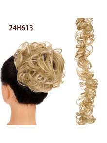 卷发假发发圈发髻发片，蓬松凌乱发髻接发 - 彩色 - 查看 20