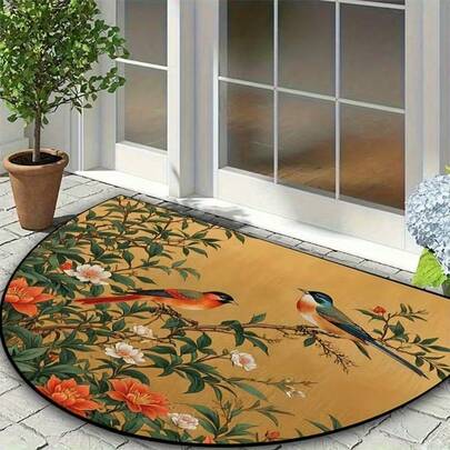 1 tấm thảm chùi chân họa tiết hoa lá và chim hót cổ điển, thảm nhỏ, thảm chào đón, thảm trải sàn, thảm chùi chân ngoài trời, thảm nhà bếp, trang trí nhà cửa, thảm cửa trước, thảm trải sàn nhỏ, thảm ngoài trời, trang trí nhà cửa, thảm trải sàn, thảm sân vườn, thảm có thể giặt, thảm mùa thu/đông