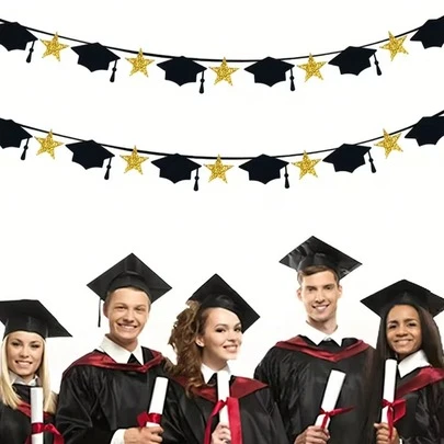 Biểu ngữ trang trí tiệc tốt nghiệp, Biểu ngữ mũ tốt nghiệp màu đen và vàng, Biểu ngữ mũ tốt nghiệp cho lễ tốt nghiệp, Trang trí tiệc mừng tốt nghiệp, Phụ kiện chụp ảnh tốt nghiệp cho sinh viên, Đồ dùng tiệc tốt nghiệp, Trang trí tiệc tốt nghiệp