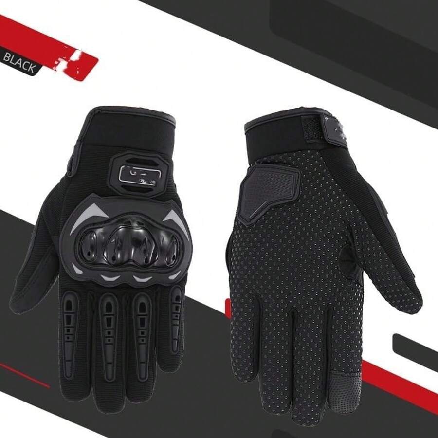 Guantes de Motociclismo con Protección Anticaídas y Dedo Táctil - Negro - - Ver 1