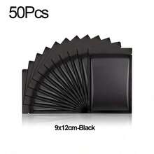 50个装可重复密封咖啡草药粉拉链包装袋，防异味扁平袋，哑光黑色小号铝箔拉链袋 - 黑色 - 查看 16