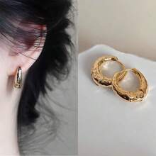 10 piezas Juego de aretes de metal geométricos de lujo a la moda, adecuado para combinar a diario, regalos para amigos, fiestas, reuniones (surtido aleatorio) - Dorado - Ver 5