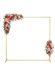 1 Set Of 6.6ft X 6.6ft Golden Wedding Arch Background Bracket Square Metal Rectangular Arch Frame, Used For Ceremonial Parties, Birthdays, Brides, Parties, Anniversaries, Tree Swaying, Balloon Decoration, Other Decorations, Halloween, Christmas Wedding Arch Background Bracket Square Gold Balloon Arch Frame Anniversary Garden Outdoor - 查看 1