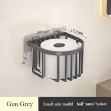 Bathroom Toilet Paper Holder Rack, Mesh Basket, No Drilling Required, Wall-Mounted Toilet Paper Box, Tissue Box For Washroom - Multicolor - View 6