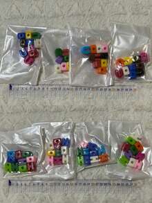 20pcs Multicolor Large Hole Acrylic Letter Beads, Handmade Decorative Letter Spacer Beads For Necklace Accessories, DIY Jewelry, Phone Chain, Jewelry Making, Beading Supplies - DIY - View 6