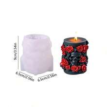 Rose Skull Cylinder Silicone Mold, Skull Silicone Mold, Candle Making Material, Gothic Aesthetic, Floral Design, Intricate Details, Flexible Mold Material, Soap Making Tool, Complex Pattern, Reusable Mold, Handicraft Supplies, DIY Enthusiasts - Cylinder - View 2