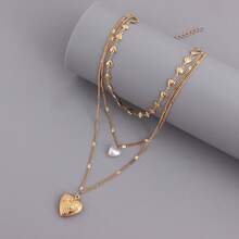 Women's Heart Pendant Multilayer Necklace, Minimalist Fashion Choker Suitable For Daily Wear - Multi-layered Heart Pendant - View 7