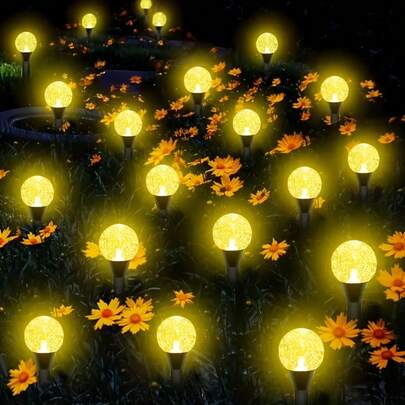 太阳能泡泡地插灯，20颗LED灯珠，8种模式，IPX4级防水，智能光感应器，适用于花园、走道、草坪、露台、露营、夏季装饰，圣诞节礼物之选