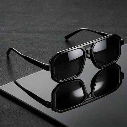 Retro Large Frame For Men, Fashion Glasses Polygon Glasses, Suitable For Party, Festival, Ideal Gift - Square Frame Double Bridge Designer, Very Suitable For Holiday Events