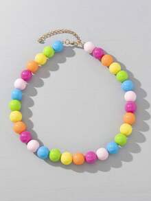 1 件女士时尚简约多巴胺糖果色串珠项链，适合日常佩戴，夏季 - 多色 - 查看 28