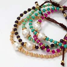 1. Vòng tay nữ bằng thủy tinh giả ngọc trai đơn giản, có thể điều chỉnh kích thước, thích hợp làm quà tặng. - vòng tay thủy tinh - Xem 9