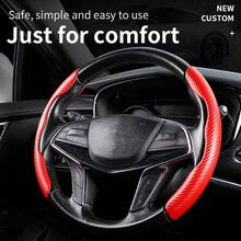2pcs Durable Classic Leather Steering Wheel Cover, Comfortable Grip, Anti-Slip, Strong Adhesion, Universal Car Steering Wheel Protector, Auto Interior Decor, Leather - Multicolor - View 2