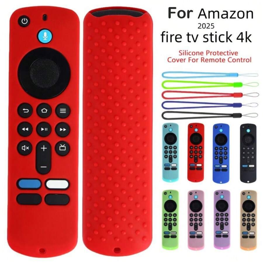 适用于2025款Fire TV Stick 4K/HD遥控器的硅胶保护套，带挂绳，软壳遥控器套 - 多色 - 查看 1