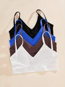 4pcs/Set Women Seamless Striped Camisole Racerback Bras, Sexy & Comfortable Underwire Bras - Multicolor - View 4