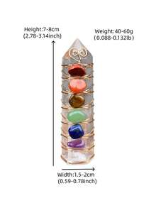 Natural Crystal Obelisk Pyramid Seven Chakra Healing Stone Crafts, Home Decor Gift - White Crystal Seven Chakra Pillar - View 9