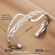 Brazalete de bangle con diseño retorcido chapado en oro de 18K, joyería de uso diario elegante y versátil para mujeres - pulsera - Ver 5