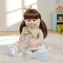 约22英寸长发仿真娃娃，可爱逼真重生娃娃，创意礼物，DIY发型，换装游戏玩具 - 黃色 - 查看 2