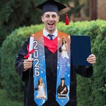 1PC 6.45" X 71.7" Custom Photo Graduation, Personalized Class Of 2026 Sash, Graduation Gifts, For Seniors - Style-1 - View 3