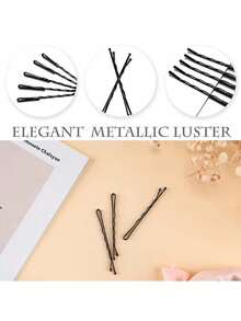 200/100/50/20pcs Women Simple Black Solid Color Hair Clips, Suitable For Ladies Hair Accessories, Black Text Hair Clips, Hair Clips, Small Black Clips, Headwear, Hair Pins, Trimming Clips, Wavy, Hair Styling Clips, Women Hair Clips,Summer,Holiday,Travel - Black - View 3