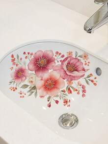 【自粘墙纸】透明全覆盖自粘墙纸 - 可移除PVC乙烯基材质，光面，不对称花卉图案（7.8英寸 x 11.4英寸）- 1片装，适用于墙面 - 1PC - 查看 10