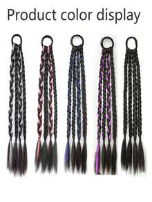 1件/2件装合成马尾辫接发,Y2K甜美酷女孩派对、节日辫子接发 - 拼色 - 查看 3