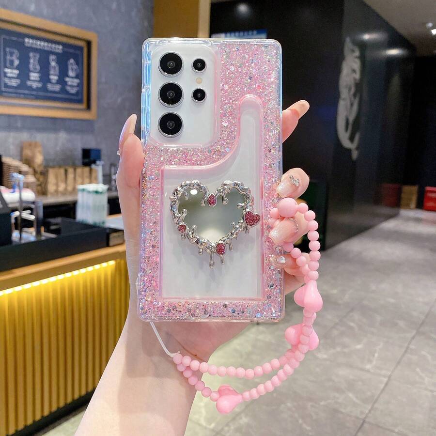 新款闪亮水钻手机壳 + 兼容苹果 11/12/13/14/15 Pro Max、三星 Galaxy S22/23/24+、A04/A05/A14/A15/A24/A25/A34/A54S - 粉色 - 查看 1