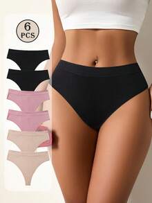 6条/包 女士无痕内裤，高弹力，性感，简约，舒适女士内衣 - 彩色 - 查看 9