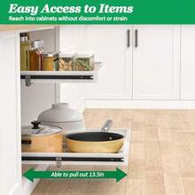 REALINN - Organizador de gabinete extraíble de 2 niveles estantes deslizantes de 21 pulgadas de profundidad cajones expandibles de 14 a 22.5 pulgadas de ancho resistentes para ollas de cocina - Blanco - Ver 3