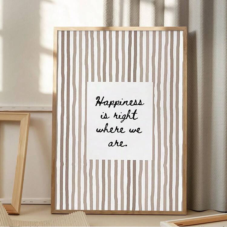 1件/套 复古励志帆布海报 “幸福就在我们身边” 温馨中性条纹爱语录 家庭墙面艺术印刷品 简约美学装饰 积极向上 适用于公寓、客厅、卧室、现代家居装饰，不含画框 - 彩色 - 查看 3