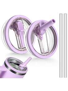 适用于 杯配件的 40 盎司保温杯翻盖吸管盖替换件，防漏，可重复使用，适用于 40 盎司杯子配件 - 彩色 - 查看 18