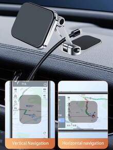 1 Piece Of Super Strong Magnetic Car Phone Holder, Foldable, Rotatable, Multi-Function Mobile Phone Holder, Car Navigation Holder - A - View 5
