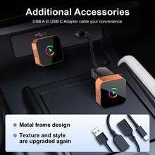 Adaptador inalámbrico CarPlay actualizado para iPhone y Android, Dongle CarPlay inalámbrico 2 en 1 Mini USB, Conexión rápida, WiFi de doble banda, Sin retraso, Plug & Play, Reconexión automática rápida - Naranja colorido - Ver 9