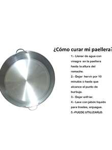 paellera 55 cm acero pulido calibre 22 tamaño grande plano extendido - Ver 5