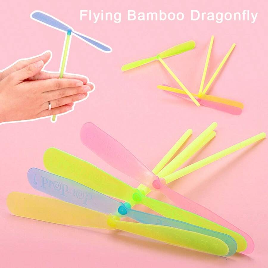 10/20/30pcs Random Color Plastic Dragonfly Flying Outdoor Interactive Dragonfly Helicopter Toy - Multicolor - View 1