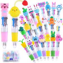24PCS Easter Fun Pens 0.7mm Cute Bunny Egg Multicolor Ballpoint Pens Retractable 4 Colors In 1 For Easter Party Favors Basket Stuffers School Supplies Students Rewards,42873347 - Dark Grey - View 1