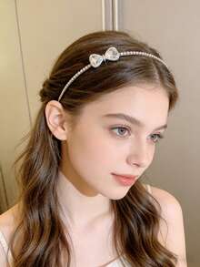 1 Piece New Luxury Rhinestone Bow Headband - Elegant, Versatile & Minimalist Hair Accessories - Multicolor - View 3