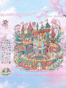 21张装饰贴纸书，房屋贴纸，配有金属镊子，3D微缩房屋场景，适合儿童剪贴簿和手工制作，风景贴纸，手工贴纸，情人节和新年送给女孩的完美礼物 - 彩色 - 查看 13