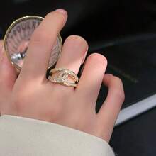 1枚时尚迷人奢华水钻戒指，新款时尚独特个性化女士戒指 - 鋯石交叉戒指 - 查看 6